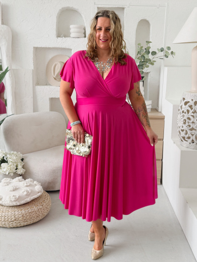 Áčkové šaty Ladonna do 4XL fuchsiové