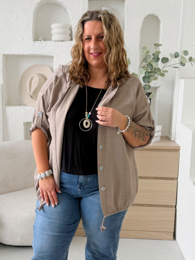 Lehoučká bunda na knoflíky s kapucí do 4XL fango