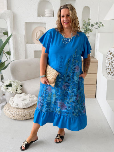 Dlouhé šaty Esmare do 4XL - královsky modré