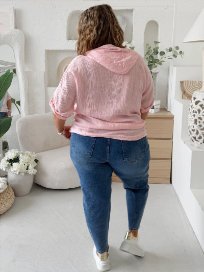 Mušelínová mikina Dante do 3XL - růžová