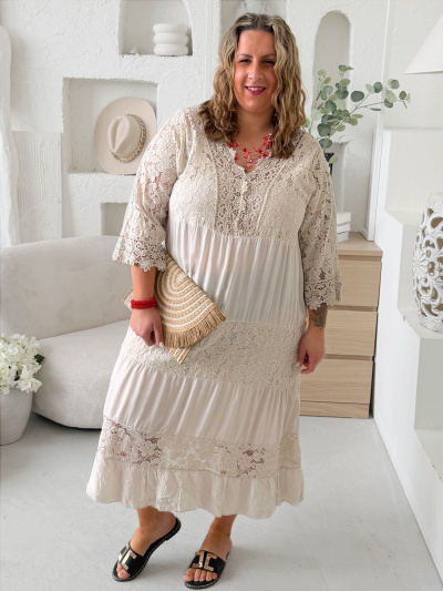 Krajkové šaty Holiday do 4XL - béžové