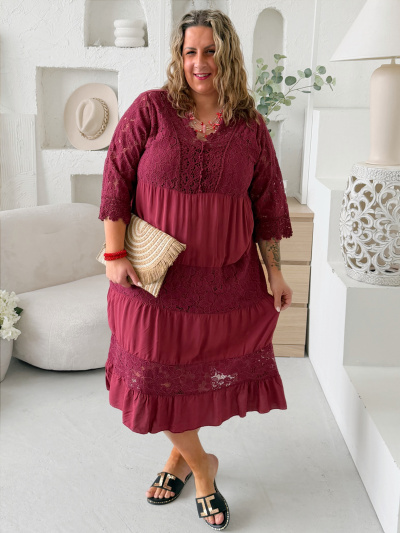 Krajkové šaty Holiday do 4XL - bordo