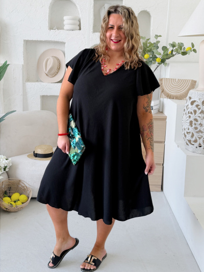 Áčkové šaty Athén do 4XL - černé