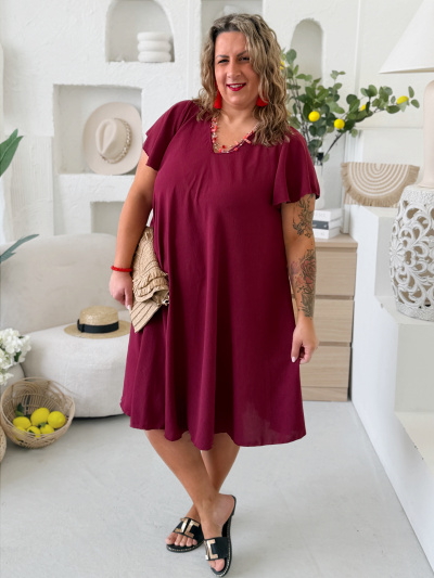 Áčkové šaty Athén do 4XL - vínové