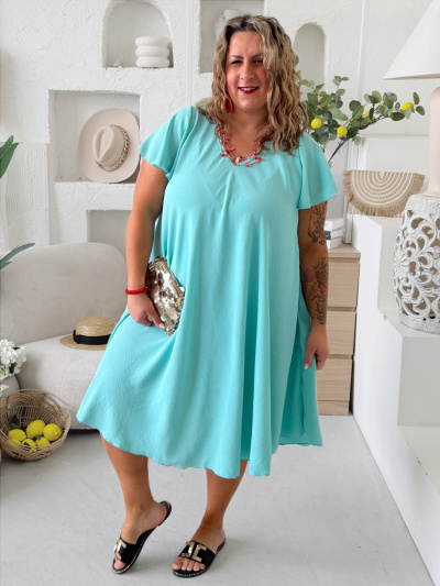 Áčkové šaty Athén do 4XL - mintové