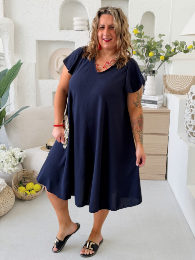 Áčkové šaty Athén do 4XL - tmavě modré