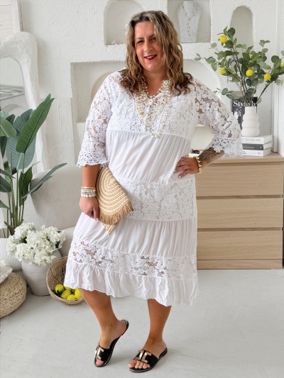 Krajkové šaty Holiday do 4XL - bílé 