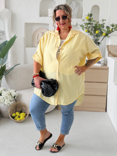 Krepová košile do 5XL - žlutá