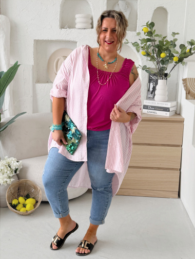 Superelastické tílko do 4XL fuchsiové