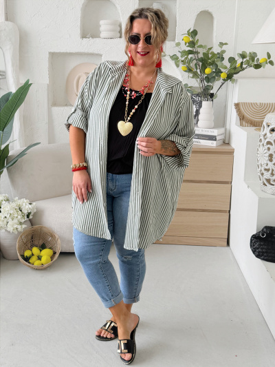 Krepová košile do 5XL - khaki