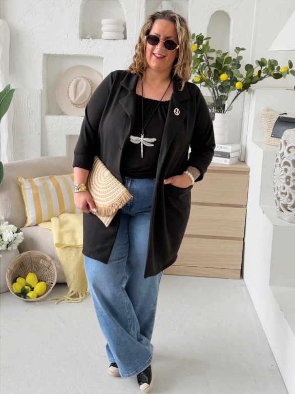 Delší máslové sáčko Gloria do 3XL - černé