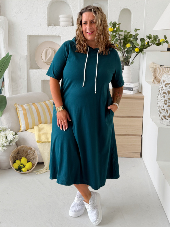 Bavlněné sportovní šaty Bonie do 4XL petrolejové