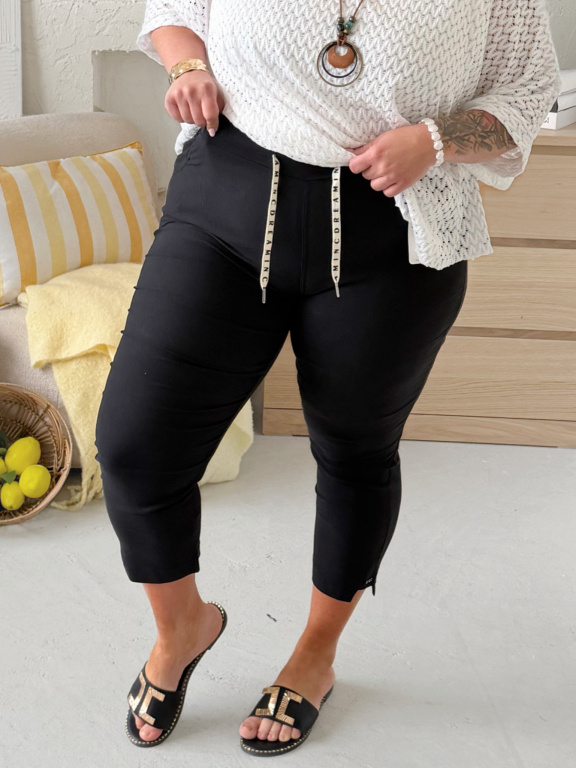 Superstrečové 7/8 kalhotové legíny Queen až na 5XL - černé