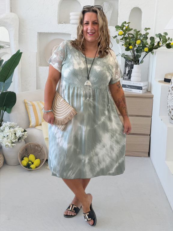 Batikované šaty Anna do 4XL khaki