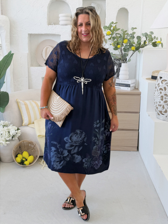 Lehounké šaty Rosie do 4XL tmavě modré