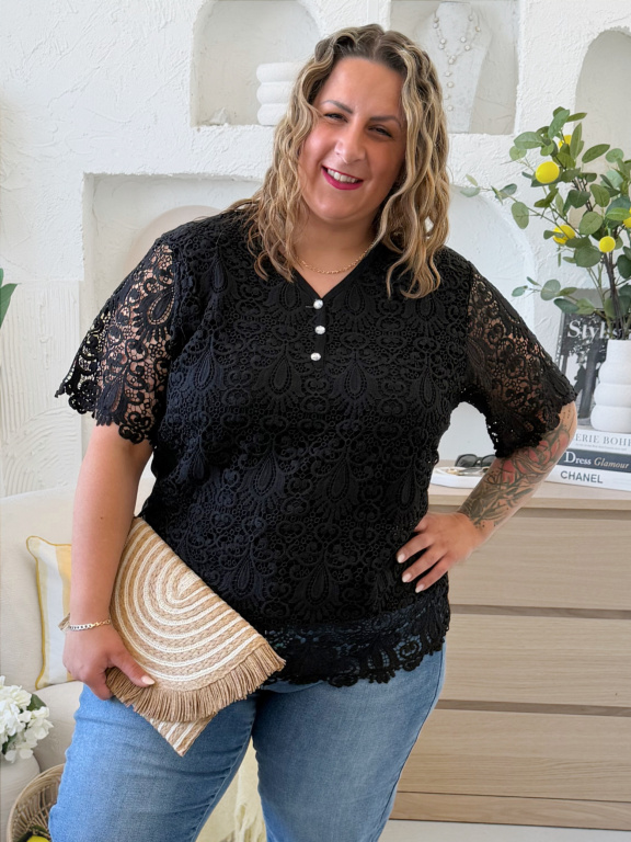 Krajkové tričko Diana do 3XL - černé