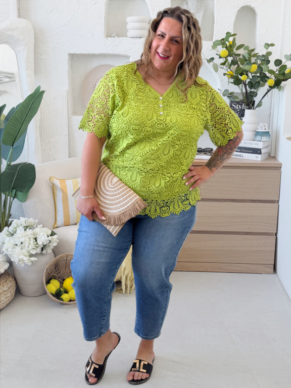 Krajkové tričko Diana do 3XL - limetka