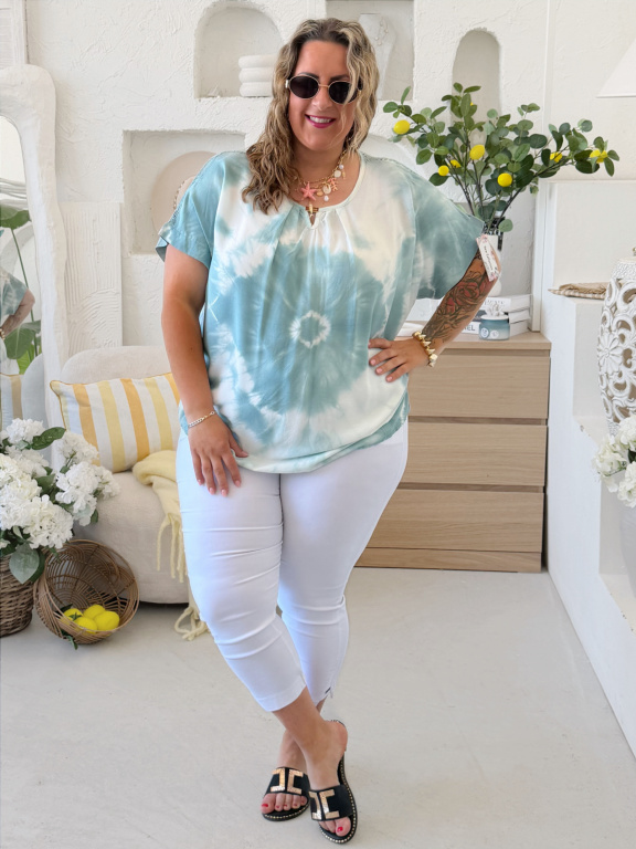 Batikovaná halenka Juicy do 3XL - mint