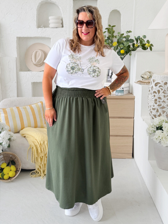 Sukně z nemačkavého materiálu do 5XL khaki
