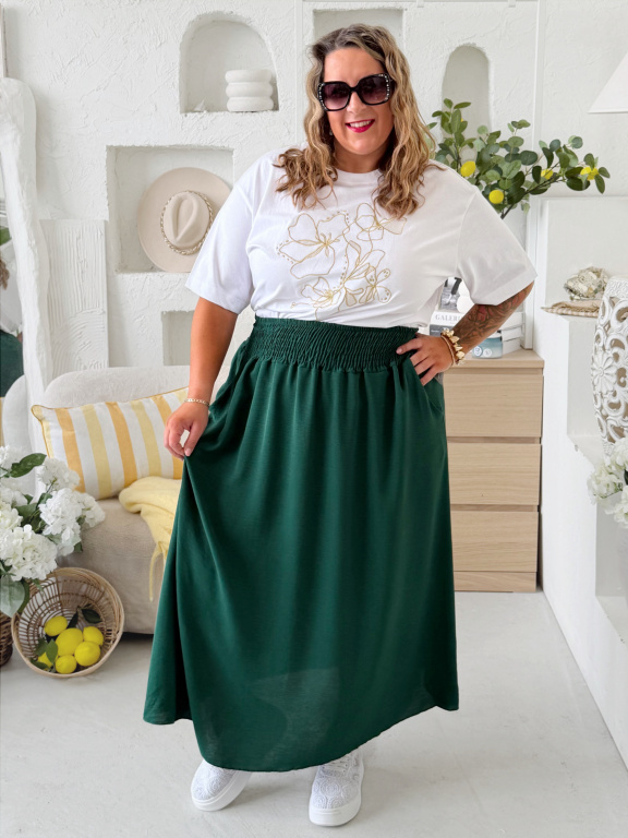 Sukně z nemačkavého materiálu do 5XL smaragdová