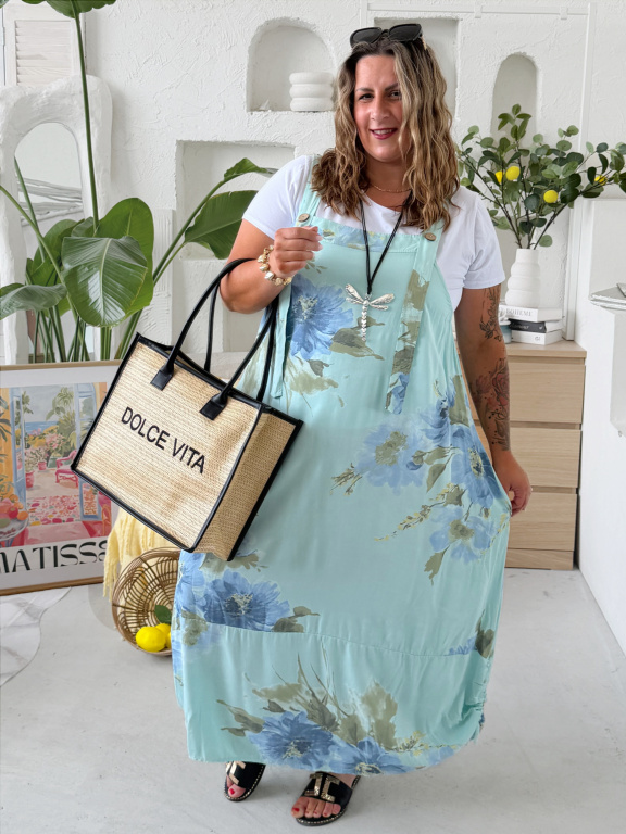 Laclové šaty Myself Flower z viscozového materiálu do 4XL - mint