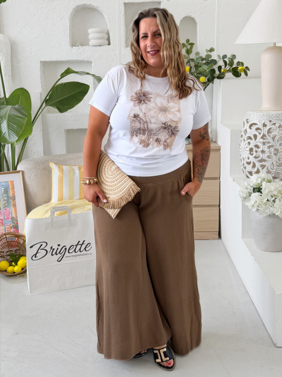 Kalhoty Fosa do 4XL s žabičkováním v pase - camel