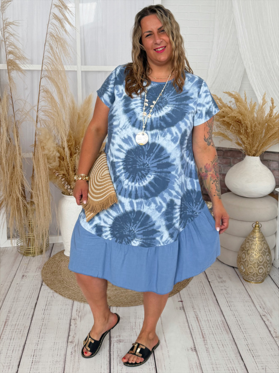 Batikové šaty Solma do 3XL - denim modrá
