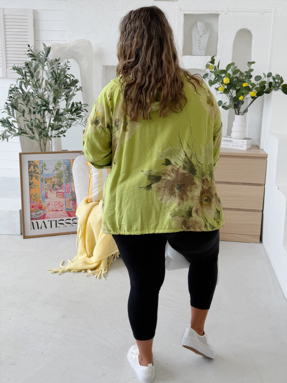 Lehoučká bunda Flower do 4XL - limetka