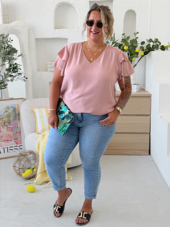 Halenkové tričko Modish do 3XL starorůžové