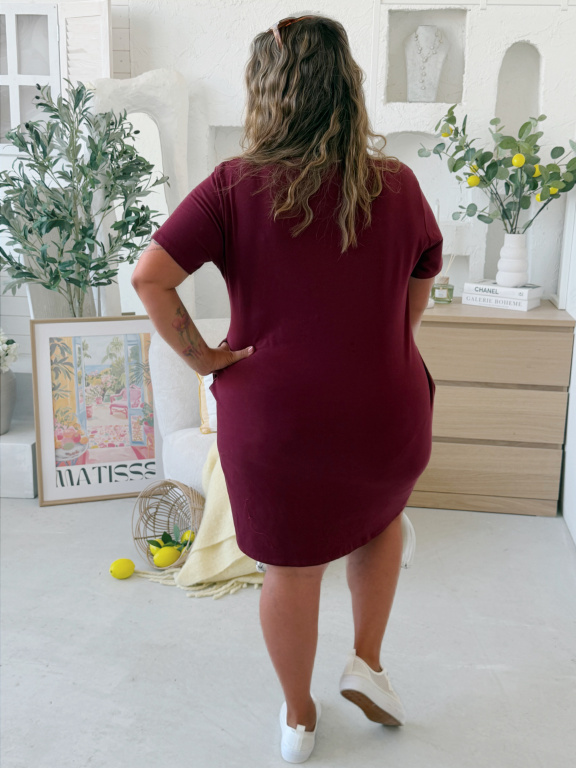 Šaty Basic Short do 4XL - vínové