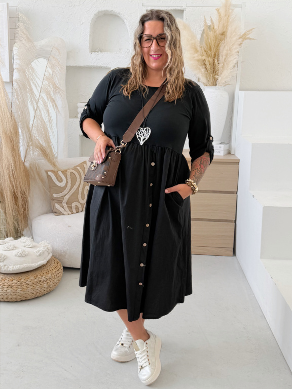 Bavlněné šaty Ashley Knopp do 4XL - černé