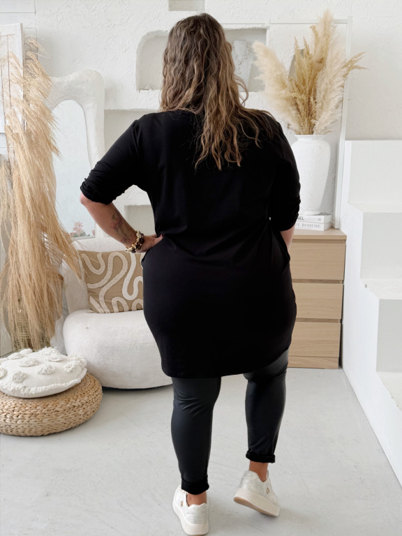 Bavlněné šaty Basic Longy do 3XL - černé