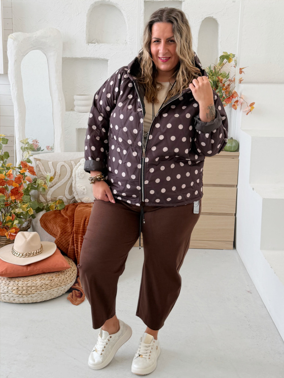 Přechodová podzimní bunda Puntík do 3XL - čokoláda
