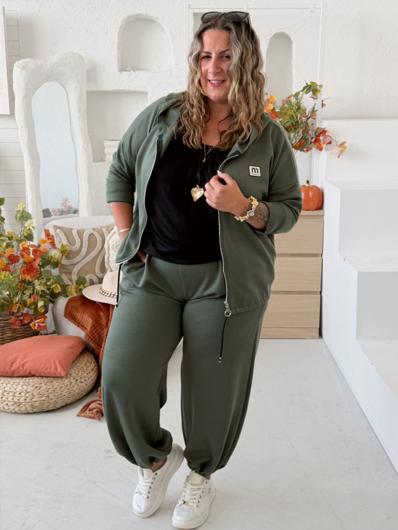 Máselková mikina Jefry do 4XL - khaki