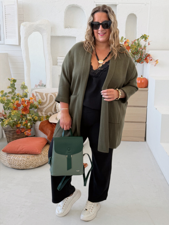 Úpletový viscózový cardigan Megan - khaki