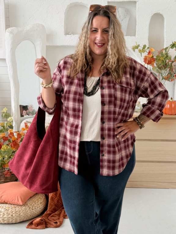 Kárová košile Elin do 3XL - vínová