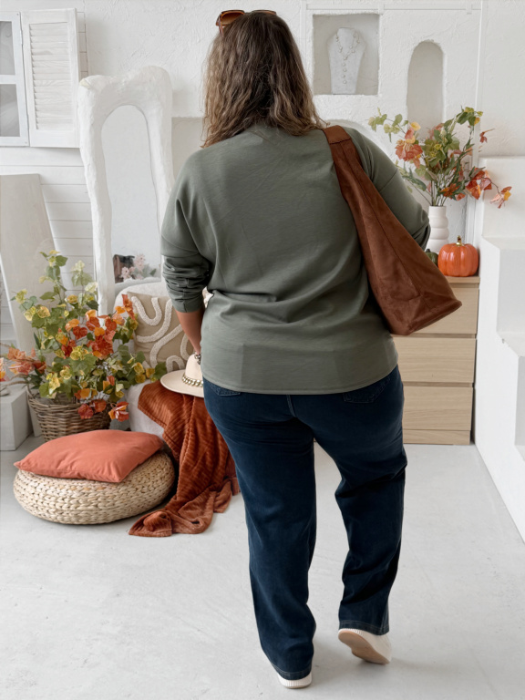 Máselková mikina s potiskem Flora do 4XL - khaki