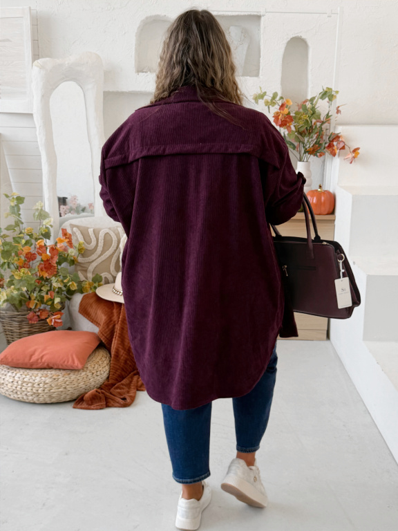 Svrchní manšestrová košile Palm do 4XL - fialová