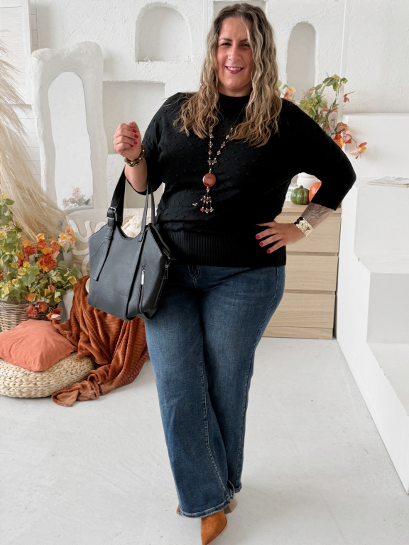 Svetr se stojáčkem Melanie do 4XL - černý