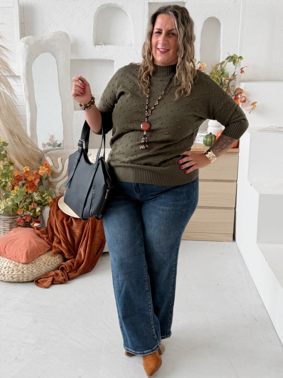 Svetr se stojáčkem Melanie do 4XL - khaki