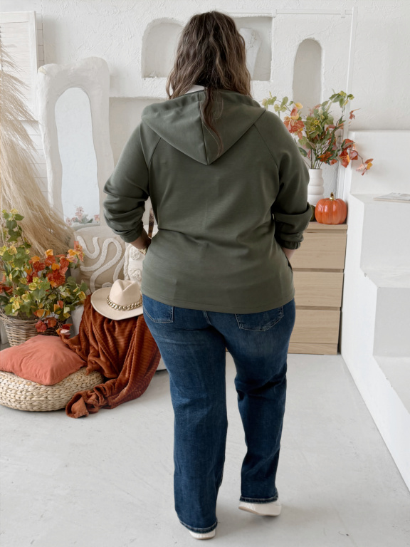Mikina s pleteninou Melanza do 3XL - khaki