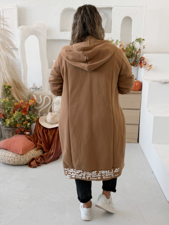 Dlouhá vyteplená mikina Asweare do 3XL - camel