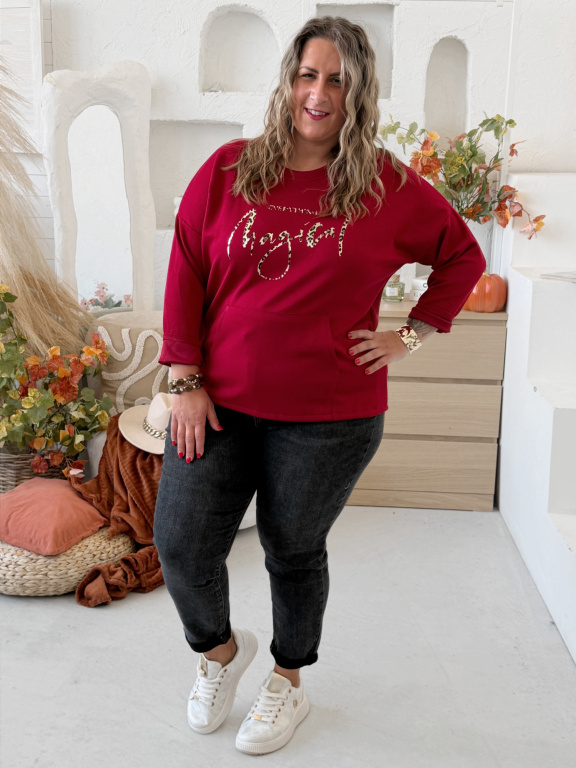 Máselková mikina Magical do 4XL - vínová