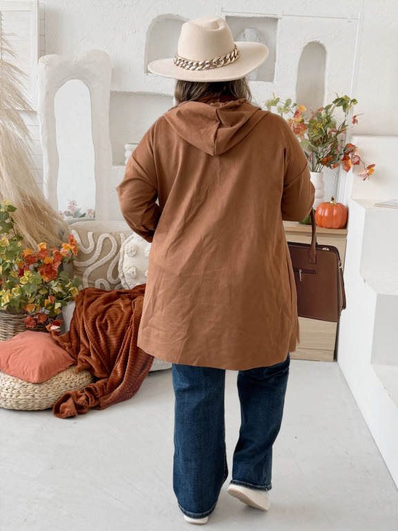 Kabátek alá broušená kůže Emly do 3XL - camel
