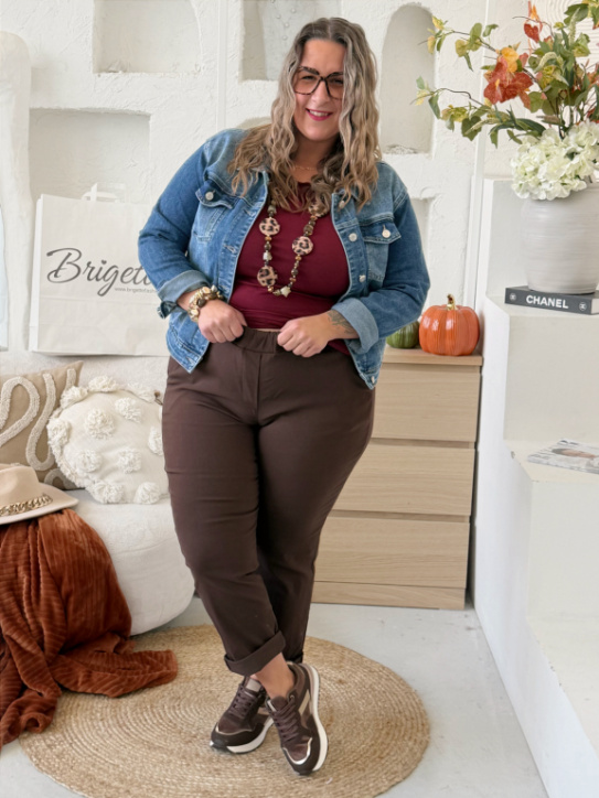 Elastické kalhoty Hope do 4XL - čokoláda