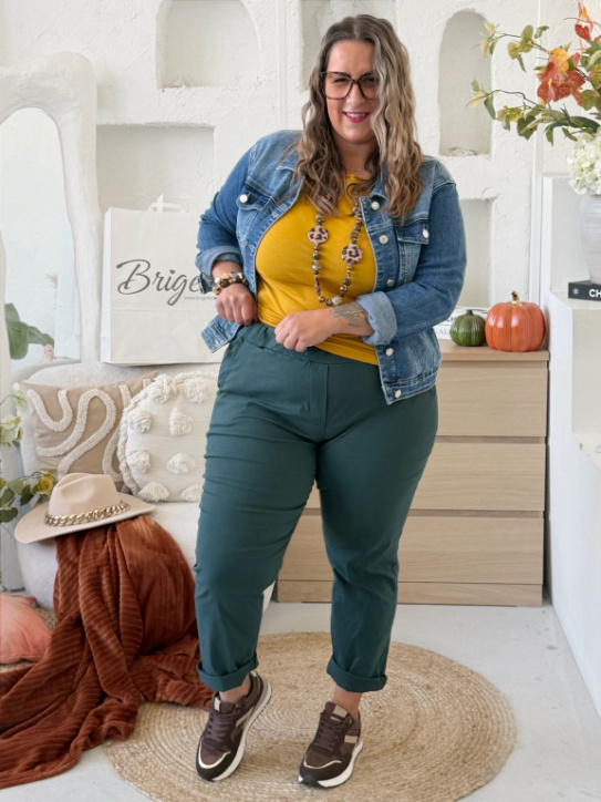 Elastické kalhoty Hope do 4XL - smaragdové