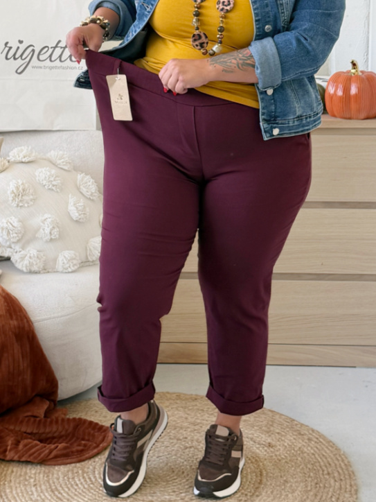 Elastické kalhoty Hope do 4XL - bordo