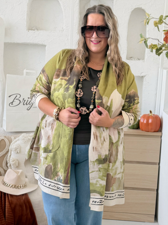 Kabátek vzhled broušené kůže Toscana do 3XL - limetka