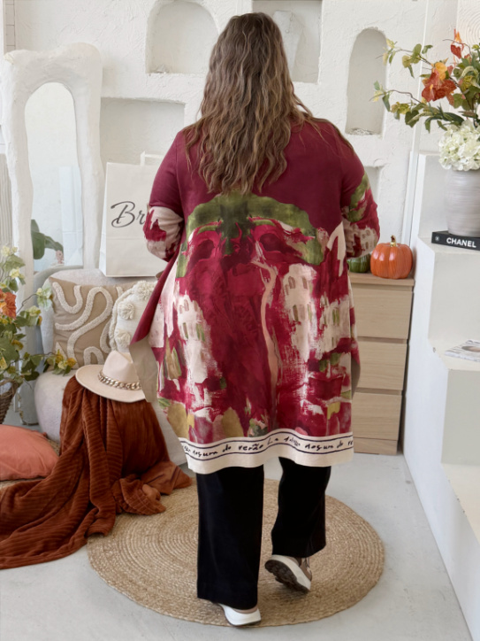 Kabátek vzhled broušené kůže Toscana do 3XL - vínová