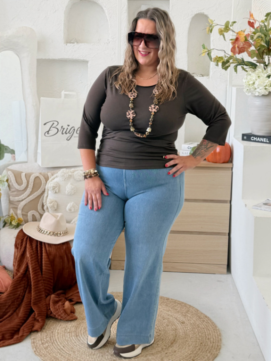 Džegíny Adena do 4XL - světle modrý denim
